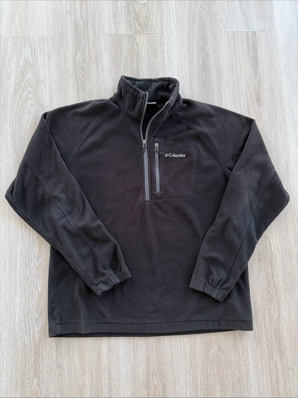 Columbia 1/4 Zip Fleece Pullover Men’s L Black Lightweight Outdoor Hiking